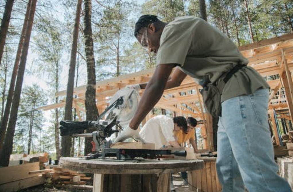 man with a circular saw